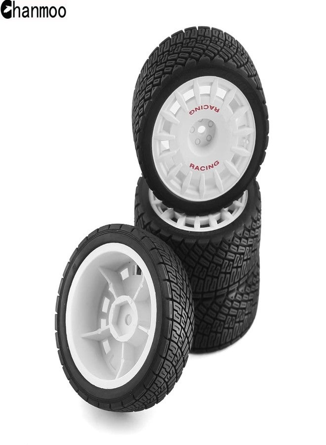 Chanmoo إطارات سيارات رالي Chanmoo 1/10 RC للطرق المعبدة، جنوط بلاستيكية سداسية 12 مم، متوافقة مع سيارات السباق بمقياس 1/10 من Tamiya TT01 TT02 XV01 TA06 PTG2 HPI KYOSHO HSP RC للطرق المعبدة، 4 قطع (أبيض) - Image 4